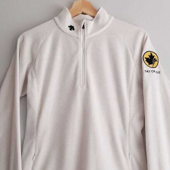 DESCENTE / Ski Cross Polartec Fleece Sweatshirt Half-Zip White Sz 10 - Picture 2 of 13